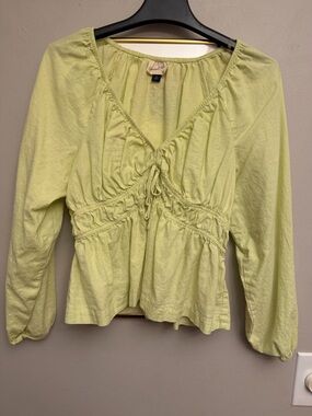 Universal Thread Light Lime Drawstring Peplum Blouse